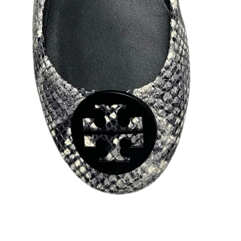 Tory Burch Tri Color Python Embossed Leather Minnie Flats Size 8.5 Animal Print - Picture 5 of 16